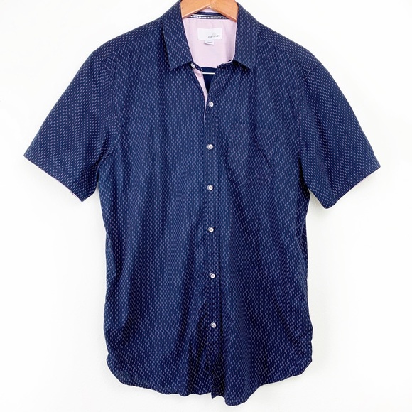 Craft + Flow Other - Craft + Flow Navy and Pink Print Button Down